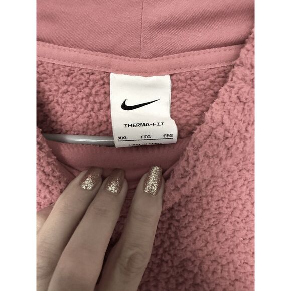 Nike Dusty Pink Crop Therma-Fit Fleece Pullover with Pockets XXL - Picture 4 of 5